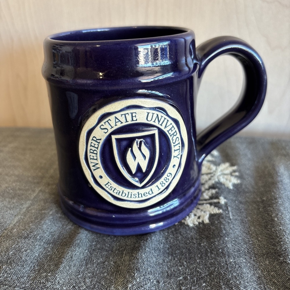 Deneen Pottery Coffee Tea‎ Mug Cup Weber State University Dark Blue 10 Oz GUC